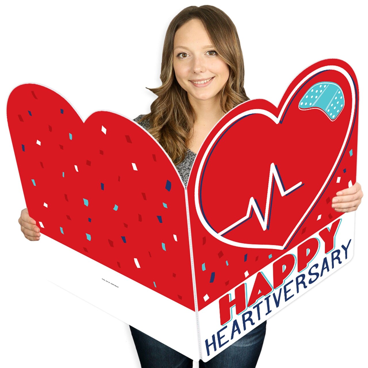 Big Dot of Happiness Happy Heartiversary - CHD Awareness Giant Greeting Card - Big Shaped Jumborific Card